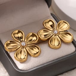 Elegant Stainless Steel Pearl Earrings For Women Gold Color Vintage Piercing Ear Hoop Jewelry Wedding Aesthetic Christmas Gift