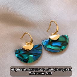 Design Sense Green Texture Fan-shaped Pendant Earrings 2025 New Jewelry Unusual Fashion Accessories For Women's Christmas Earrin