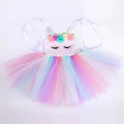 Pastel Flowers Unicorn Costumes for Girls Sequins Birthday Princess Dresses Kids Halloween Christmas Outfit with Wings Horns Bow