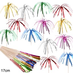 50Pcs Tassel Fireworks Cake Topper Cocktail Picks Dessert Food Fruit Toothpick for Wedding Birthday Party Decoration Christmas