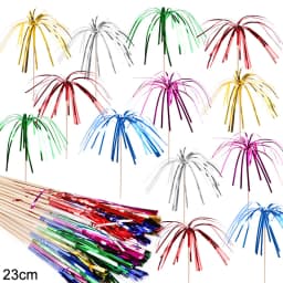 50Pcs Tassel Fireworks Cake Topper Cocktail Picks Dessert Food Fruit Toothpick for Wedding Birthday Party Decoration Christmas