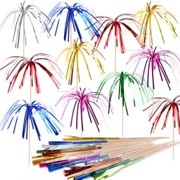50Pcs Tassel Fireworks Cake Topper Cocktail Picks Dessert Food Fruit Toothpick for Wedding Birthday Party Decoration Christmas