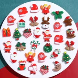Cute Small Christmas DIY Ornament Xmas Santa Tree Bell Mixed Style Decoration for Hand Crafts Phone Case Hairpin Accessories