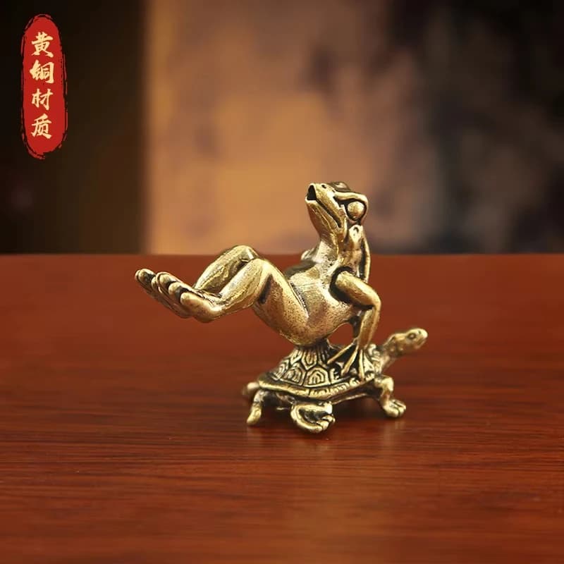 Solid Brass Moments Christmas Ornament Frog and Turtle Figurine Small House Decoration Animal Figurines Chihuahua Sculpture