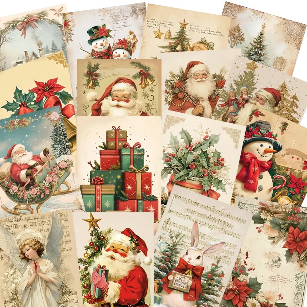 48pcs, Retro Christmas Postcard Set - with Stickers, Christmas/Anniversary Gifts, Collectibles, Suitable for Gift-Giving.
