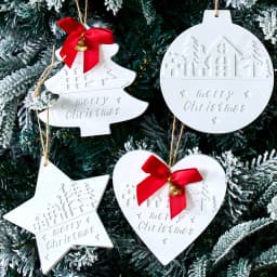 Christmas Heart Round Tree Star-Shaped Hanging Ornament Silicone Mold DIY Cement Plaster Clay Craft for Home Decor Craft Gift