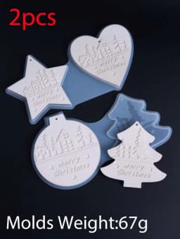 Christmas Heart Round Tree Star-Shaped Hanging Ornament Silicone Mold DIY Cement Plaster Clay Craft for Home Decor Craft Gift