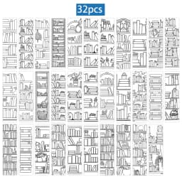 32pcs, Coloring Book Bookmarks, Suitable for Back-to-School Season, Christmas, Halloween, Teachers, Readers, and Birthdays.