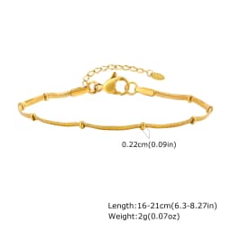 Stainless Steel Snake Ball Bead Chain Bracelet For Women, 18k Gold Plated Thin Link Layered Hand Wristband Christmas Gift