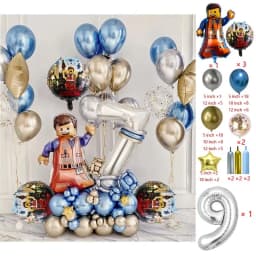 Cartoon Building Block Themed Party Balloon Set Colorful Latex Balloons for Baby Shower Kids Birthday Christmas Decorations