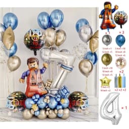 Cartoon Building Block Themed Party Balloon Set Colorful Latex Balloons for Baby Shower Kids Birthday Christmas Decorations