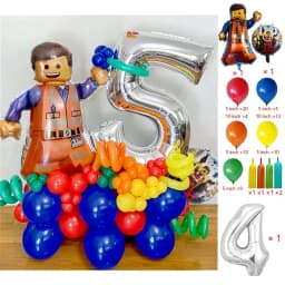 Cartoon Building Block Themed Party Balloon Set Colorful Latex Balloons for Baby Shower Kids Birthday Christmas Decorations