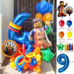 Cartoon Building Block Themed Party Balloon Set Colorful Latex Balloons for Baby Shower Kids Birthday Christmas Decorations