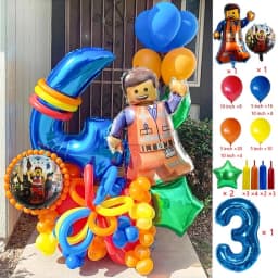 Cartoon Building Block Themed Party Balloon Set Colorful Latex Balloons for Baby Shower Kids Birthday Christmas Decorations