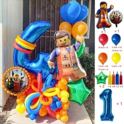Cartoon Building Block Themed Party Balloon Set Colorful Latex Balloons for Baby Shower Kids Birthday Christmas Decorations