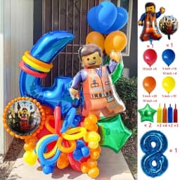 Cartoon Building Block Themed Party Balloon Set Colorful Latex Balloons for Baby Shower Kids Birthday Christmas Decorations