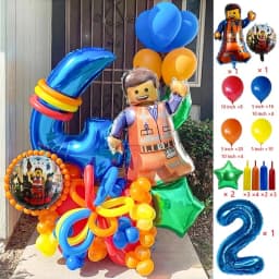 Cartoon Building Block Themed Party Balloon Set Colorful Latex Balloons for Baby Shower Kids Birthday Christmas Decorations