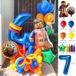 Cartoon Building Block Themed Party Balloon Set Colorful Latex Balloons for Baby Shower Kids Birthday Christmas Decorations