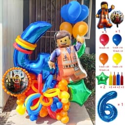 Cartoon Building Block Themed Party Balloon Set Colorful Latex Balloons for Baby Shower Kids Birthday Christmas Decorations