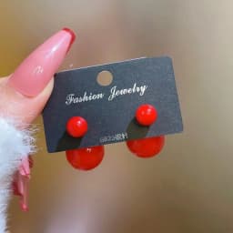 Big Imitation Pearl Stud Earrings for Women Red White Color 8mm 14mm Simple Round Ball Jewelry Friend Christmas Girl Gift
