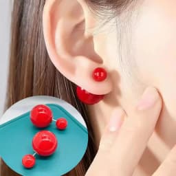 Big Imitation Pearl Stud Earrings for Women Red White Color 8mm 14mm Simple Round Ball Jewelry Friend Christmas Girl Gift