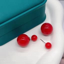 Big Imitation Pearl Stud Earrings for Women Red White Color 8mm 14mm Simple Round Ball Jewelry Friend Christmas Girl Gift
