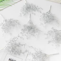 6Pcs Artificial Plants Golden Silvery Branch For Home Windowsill Bonsai Christmas Tree Wreaths Accessory Wedding Arch Decoration