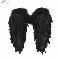 Halloween Feather Wings White Black Angel Wings Devil Wings with Elastic Straps for Adult Teens Christmas Costume Accessories
