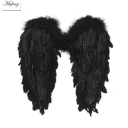 Halloween Feather Wings White Black Angel Wings Devil Wings with Elastic Straps for Adult Teens Christmas Costume Accessories