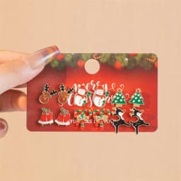 12/20 Pair Christmas Earring Set For Women Shiny Crystal Zircon Snowflake Elk Bowknot Elk Xmas Tree Earring New Year Gifts