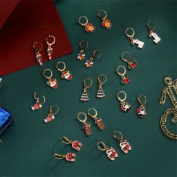 12/20 Pair Christmas Earring Set For Women Shiny Crystal Zircon Snowflake Elk Bowknot Elk Xmas Tree Earring New Year Gifts