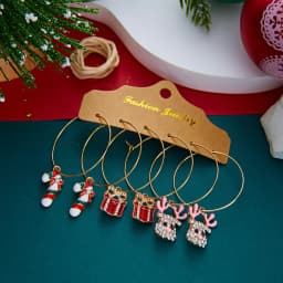 12/20 Pair Christmas Earring Set For Women Shiny Crystal Zircon Snowflake Elk Bowknot Elk Xmas Tree Earring New Year Gifts