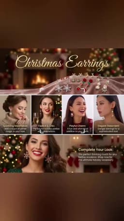 12/20 Pair Christmas Earring Set For Women Shiny Crystal Zircon Snowflake Elk Bowknot Elk Xmas Tree Earring New Year Gifts