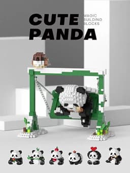 Cute Panda Building Blocks, DIY Educational Toys, Christmas/Halloween/Thanksgiving Day Gift