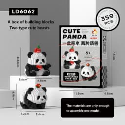 Cute Panda Building Blocks, DIY Educational Toys, Christmas/Halloween/Thanksgiving Day Gift