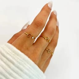 Zircon Tiny Initial Letter Rings For Women Stainless Steel A-Z Letters Adjustable Ring Female Christmas Aesthetic Jewelry Gift