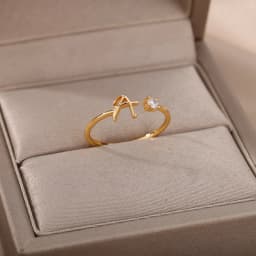 Zircon Tiny Initial Letter Rings For Women Stainless Steel A-Z Letters Adjustable Ring Female Christmas Aesthetic Jewelry Gift