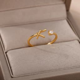 Zircon Tiny Initial Letter Rings For Women Stainless Steel A-Z Letters Adjustable Ring Female Christmas Aesthetic Jewelry Gift