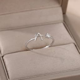 Zircon Tiny Initial Letter Rings For Women Stainless Steel A-Z Letters Adjustable Ring Female Christmas Aesthetic Jewelry Gift