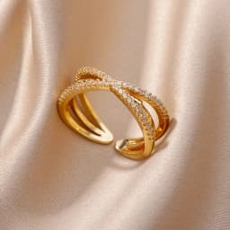 Zircon Square Drop Rings For Women Stainless Steel Gold Color Geometric Ring Wedding Engagement Christmas Jewelry Gift