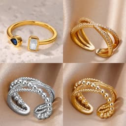 Zircon Square Drop Rings For Women Stainless Steel Gold Color Geometric Ring Wedding Engagement Christmas Jewelry Gift