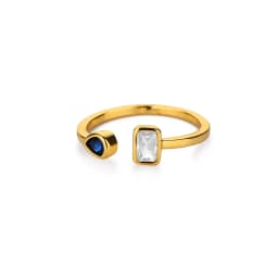 Zircon Square Drop Rings For Women Stainless Steel Gold Color Geometric Ring Wedding Engagement Christmas Jewelry Gift