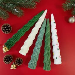 Long Rod Christmas Tree Candle Mold Handmade Aroma Candle Silicone Mould Long Pole Relief Christmas Candle Making Supplies