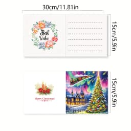 6-Piece DIY Diamond Painting Set Christmas Theme Greeting Card, Wishes and Wishes, Unique Design