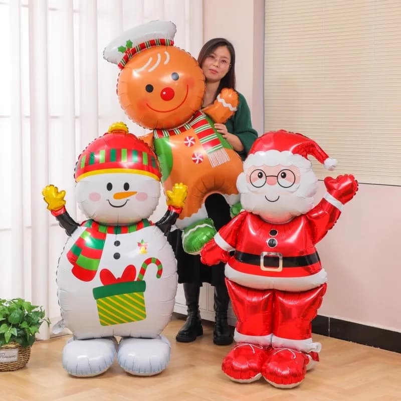 1pc New Extra Large Standing Santa Claus Foil Balloon Christmas Holiday Party Decoration New Year Birthday Supplies Easter Gift