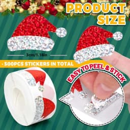 100-500pcs Glitter Red Christmas Hat Stickers Party Christmas Gift Wrapping Label Children Scrapbook Stationery Stickers