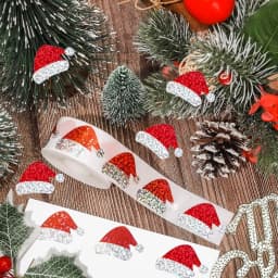 100-500pcs Glitter Red Christmas Hat Stickers Party Christmas Gift Wrapping Label Children Scrapbook Stationery Stickers