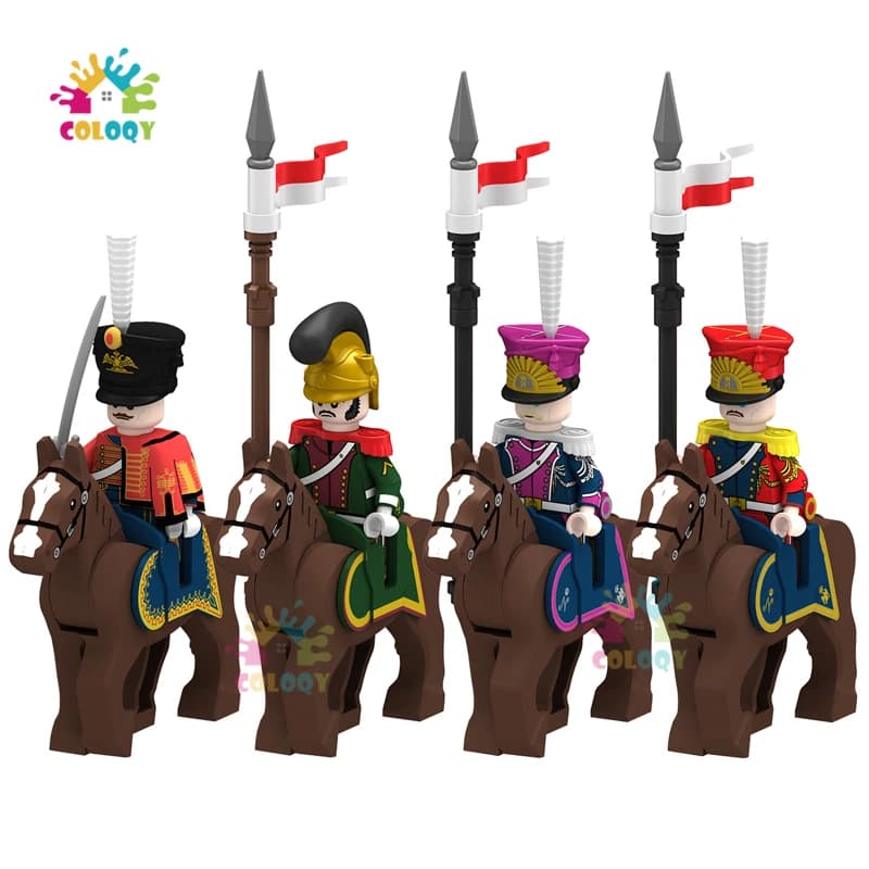 Kids Toys Napoleonic Cavalry Building Blocks War Horse Saddle Soldiers Mini Action Figures Toys For Kids Christmas Gifts