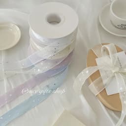 Silver Star Glitter Snow Gauze Ribbon Flower Wrapping Ribbon DIY Hair Accessories Bow Ribbons Holiday Gift Decoration Christmas