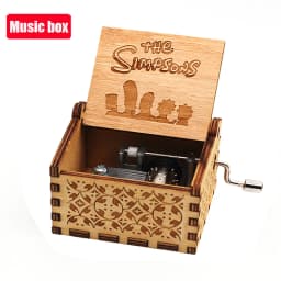 Hot *Antique carved Wooden Hand Crank S-i-m-p-s-o-n-s Music Box figure Christmas Birthday Gift